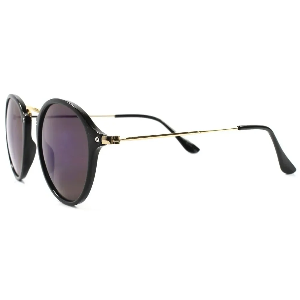 Blue Mirror Lens Mens Womens Urban Classic Vintage Retro Circle Round Sunglasses